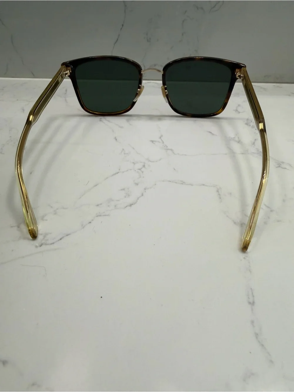 Authentic Gucci Black and Gold Square-Frame Sunglasses